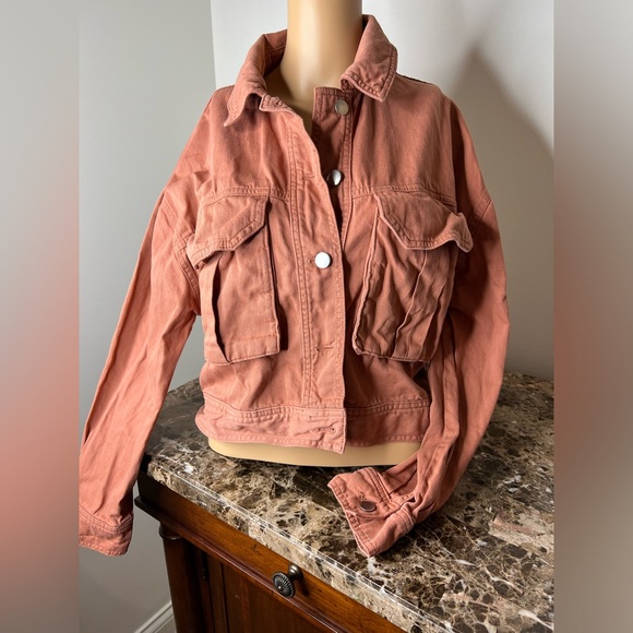 Topshop Jackets & Blazers - Top shop cropped Jean jacket. Rustic light brown